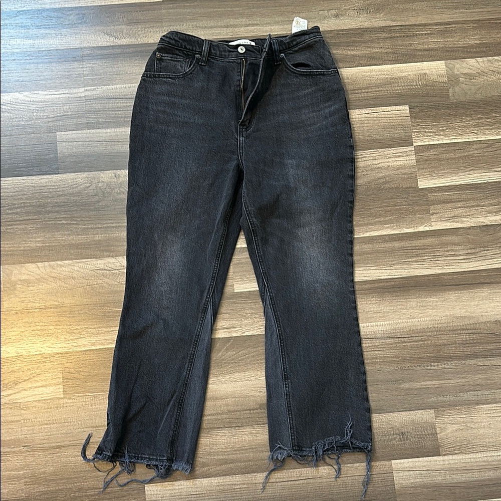 Women's Black Frayed Hem Jeans